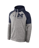 Jordan Men's Heather Gray Michigan Wolverines Fitness Raglan Performance Full-Zip Hoodie