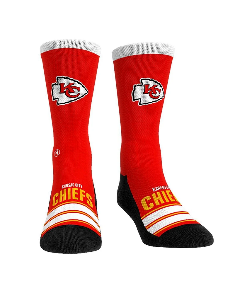 Rock Em' Men's and Women's Kansas City Chiefs Gametime Stripe Crew Socks