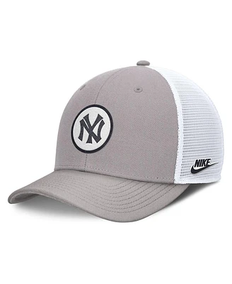 Nike Men's Gray New York Yankees Cooperstown Collection Rise Trucker Adjustable Hat