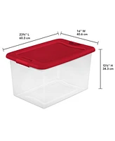 Sterilite 64 Qt. Clear Plastic Latching Lid Storage Bin Container Tote, 12 Pack