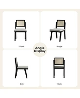 Hulala Home Bert Modern Dining Chair with Woven Rattan Backrest and Solid Wood Legs