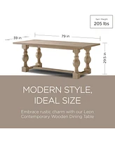 Maven Lane Leon Traditional Wooden Dining Table in Antiqued White Finish