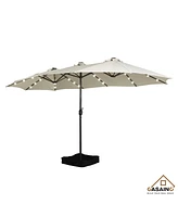 Casainc Outdoor Double-Sided Patio Umbrella with Base 36 Led Light Market