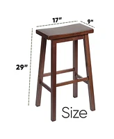 Pj Wood Classic Saddle Seat 29" Tall Kitchen Counter Stools, Walnut (Set of 4)