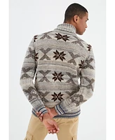 Leif Nelson Men's Men s Knit Jacket with Zipper, Norwegian Pattern