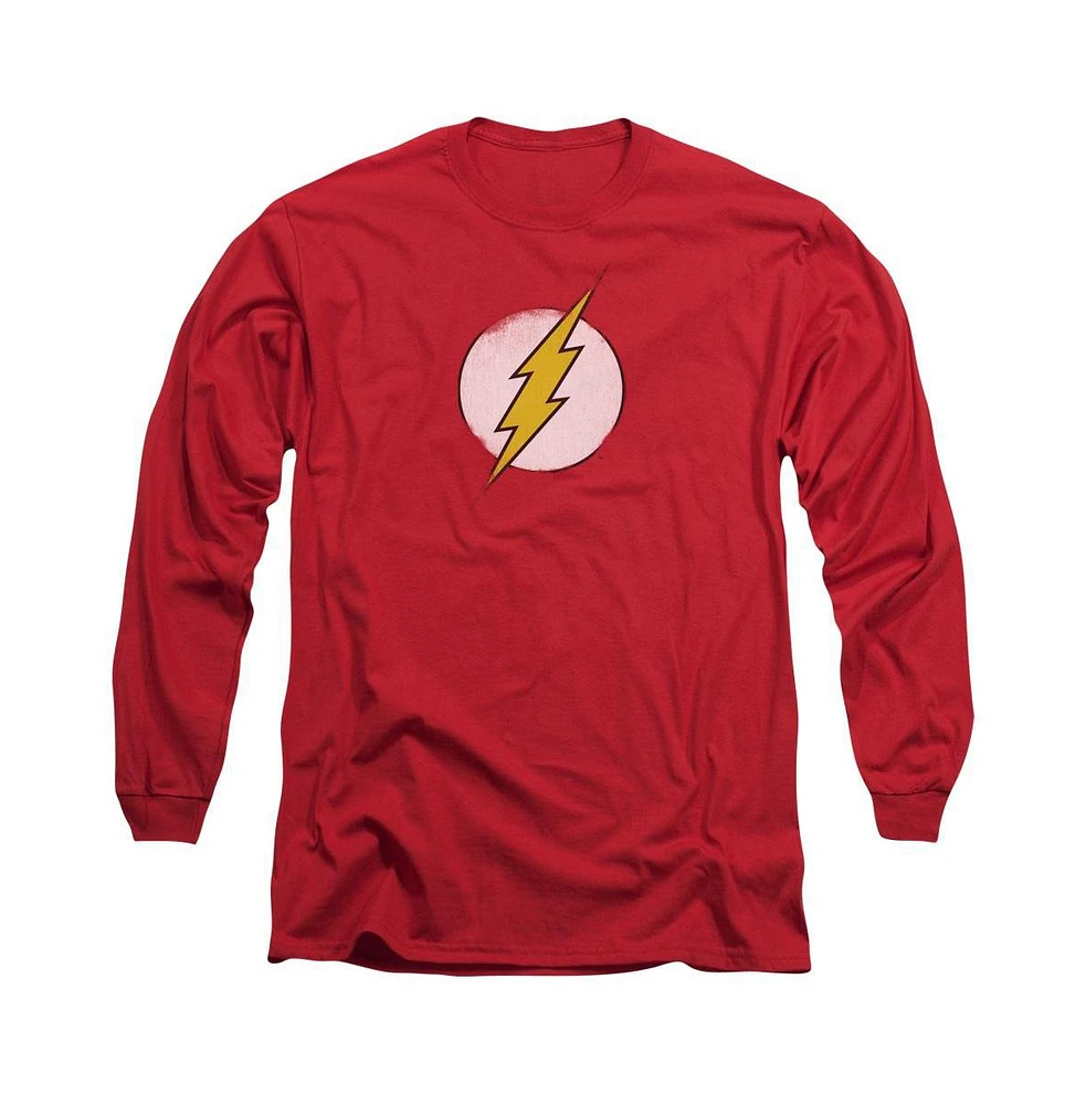 Flash Men's Dc Comics Rough Logo Long Sleeve Adult Tee / T-Shirt