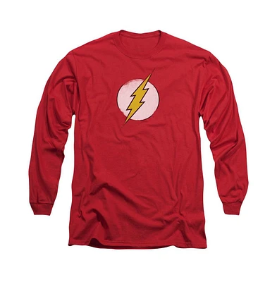 Flash Men's Dc Comics Rough Logo Long Sleeve Adult Tee / T-Shirt