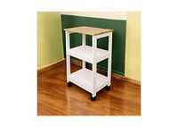 Slickblue Kitchen Microwave Cart with Butcher Block Top & Locking Casters