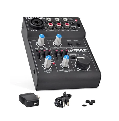 Pyle Compact Dj Mixer with Usb Interface, 5-Channel Pro Audio Mixer