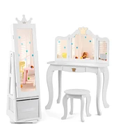 Gouun Kids Jewelry Armoire Cabinet with Large Storage Capacity and Swivel Base