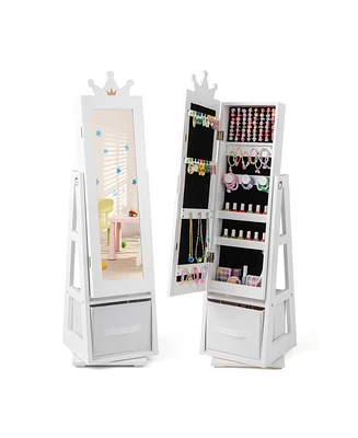 Gouun Kids Jewelry Armoire Cabinet with Large Storage Capacity and Swivel Base
