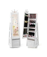 Gouun Kids Jewelry Armoire Cabinet with Large Storage Capacity and Swivel Base