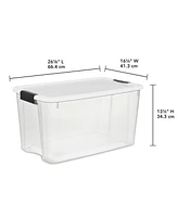 Sterilite Qt Clear Plastic Stackable Storage Bin w/ White Latch Lid