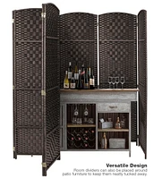 Sorbus Extra Wide - Diamond Weave Fiber Room Divider- 8 Panel Brown