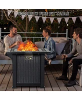 gaomon Gas Fire Pits for Outside Patio, Gas Firepit 28 Inch Rectangle Propane Fire Pit Table 50000BTU Gas Fire Pit Table with Cover & Rain Cover, for