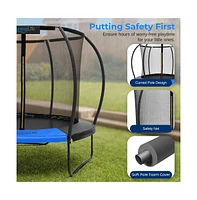 SereneLife 8ft Pumpkin Trampoline with Inner Enclosure and Safety Net for Kids