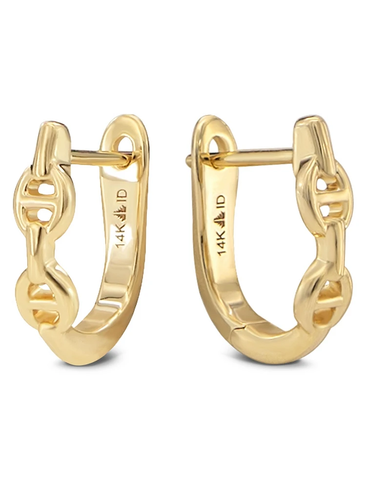 Devata Valentino Hoop Earrings in 14K Gold, approx. 1.7 grams.