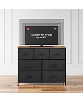 Wlive Dresser Tv Stand Entertainment Center with Fabric Drawers Media Console Table Metal Frame and Wood Top for up to 45 inch Chest of Drawer