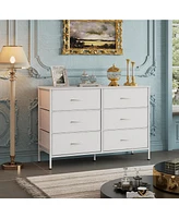 Wlive Wide Dresser with 6 Drawers Tv Stand for 50/" Entertainment Center Metal Frame Wooden Top Fabric Storage Bedroom Hallway Ent