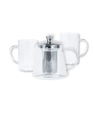 Oolong Glass 3-Piece Teapot and Mug Set