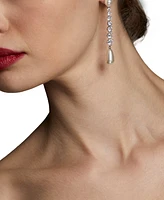 Eliot Danori Silver-Tone Cubic Zirconia & Imitation Pearl Linear Drop Earrings, Exclusively at Macy's