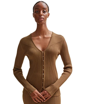Boss by Hugo Women's Hook-Closure Ribbed Cardigan