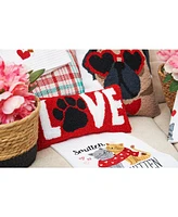 C&F Home 6" x 12 Valentine's Day "Love" Dog Paw Hooked Accent Throw Pillow