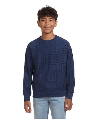 Levi's Big Boys Branded Jacquard Crewneck Sweatshirt