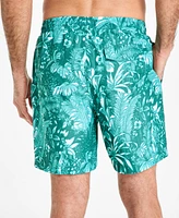 Club Room Men's Tropical Toile Drawstring 7" Swim Trunks, Exclusively at Macy's