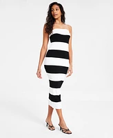 Bar Iii Women's Strapped Sleeveless Ribbed Dress, Exclusively at Macy's