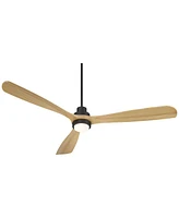 Casa Vieja 66" Delta Modern Country Indoor Outdoor Ceiling Fan 3 Blade Cct Led Light Remote Control Matte Black Finish Wood Blades Bedroom Patio Livin