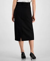 Bar Iii Women's Gold-Tone-Button Slit-Back Midi Skirt, Exclusively at Macy's