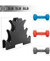 Philosophy Gym Neoprene Dumbbell Hand Weights with Stand, 32 lbs (3 lb, 5 lb, 8 lb Pairs)