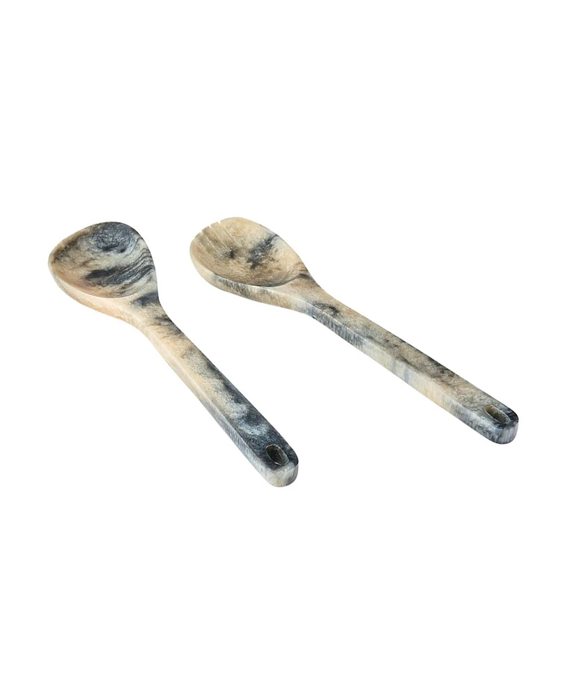 Godinger Lucente Resin Matte Limestone Salad Server Set