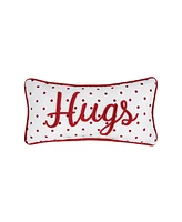 C&F Home 6" x 12" Valentine's Day "Hugs" w/ Dots Small/Petite Red Woven Accent Throw Pillow