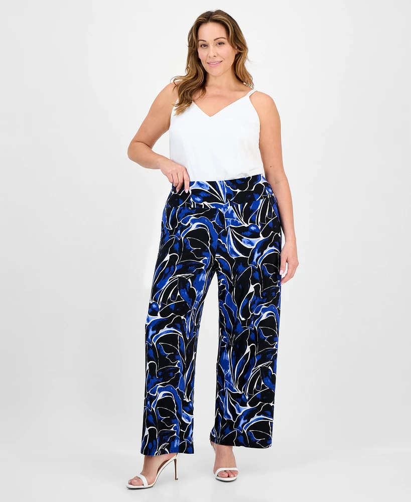 Anne Klein Plus High-Rise Pull-On Palazzo Pants