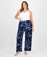 Anne Klein Plus High-Rise Pull-On Palazzo Pants