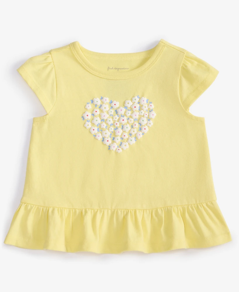 First Impressions Baby Girls Flower Heart T-Shirt, Exclusively at Macy's