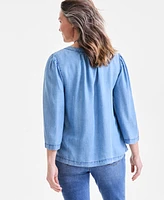 Style & Co Women's 3/4 Sleeve Split-Neck Popover Top, Exclusively at Macy's