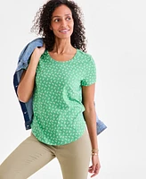 Style & Co Women's Printed Short-Sleeve Crewneck Tee, Exclusively at Macy's