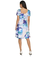 Calvin Klein Women's Printed Short-Sleeve A-Line Dress