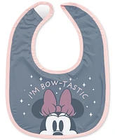 Disney Baby Minnie Mouse Bib, Short-Sleeve Bodysuit & Pants, 3-Piece Set