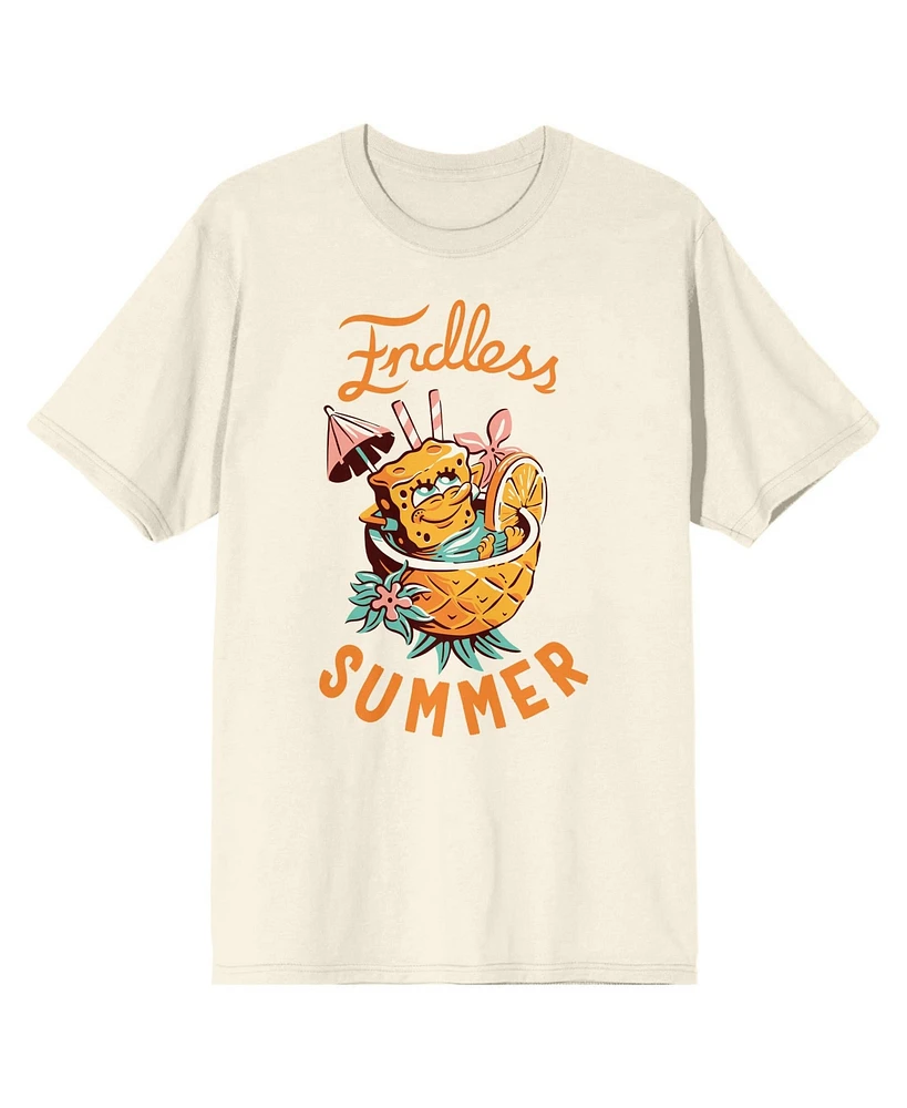 SpongeBob SquarePants Men's Endless Summer Pineapple Spa Natural Short Sleeve Tee-3XL