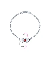 Bling Jewelry Blank Dainty Connected Double Heart Shape Medical Identification Id Bracelet For Women .925 Sterling Silver Small Wrist 6 Inch