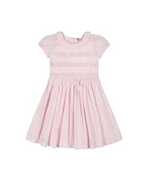 Hope & Henry Girls' Organic Puff Sleeve Smocked Party Dress with Ruffle Collar