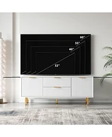 gaomon White Tv Stand for 65+ Inch Tv, Modern Living Room Entertainment Center with Storage Cabinets