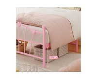 gaomon Twin Size Bed Frame, Heart Shaped Metal Bed Frame with Headboard and Footboard, Platform Bed Frame with Sturdy Slat Support