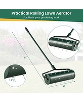 Mecale 21 Inch Manual Lawn Aerator with Detachable Handle Filled with Sand or Stone