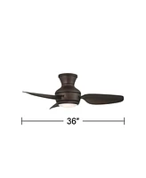 Casa Vieja 36" Whirl Modern Industrial Indoor Outdoor Ceiling Fan 3 Blade Led Light Remote Control Emperial Bronze Finish Brown Blades Bedroom Patio L