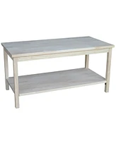 Slickblue Unfinished Solid Wood Rectangular Coffee Table with Bottom Shelf